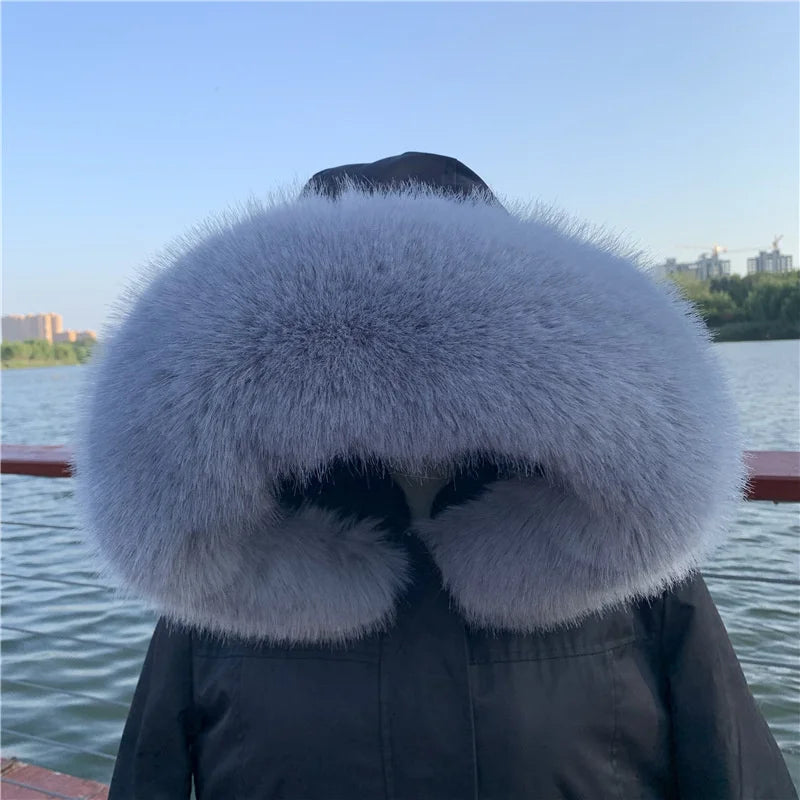 Women Faux Fox Fur Collar Shawl Furry Fur Collar For Winter Coat Hood Fur Decor Fake Fur Scarf Parkas Coat Fur Collar Scarves Viralgem Store