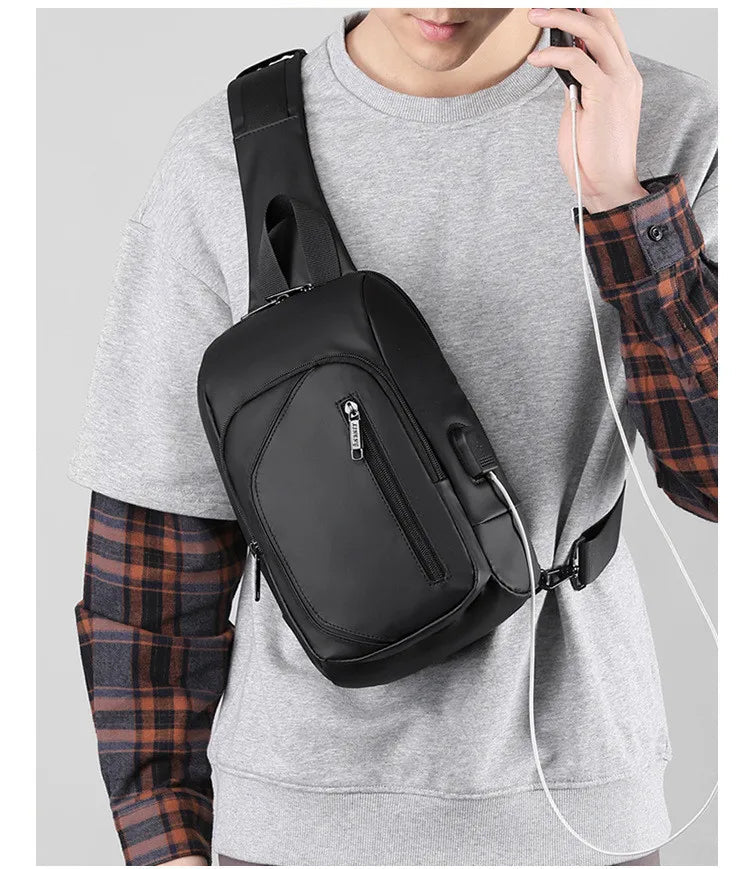 2023 Men's Chest Bag Waterproof Crossbody Bag Multifunction Anti-theft Travel Bags Shoulder Bag Male USB Charging Pouch for Man Viralgem Store