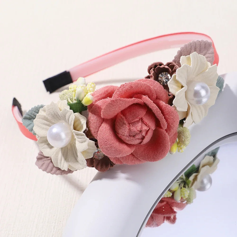1pcs Artificial Flower Crown Headband Bride Wedding Hairband  Hair Accessories Women Girls Sweet Floral Hair Hoop Party Headwear