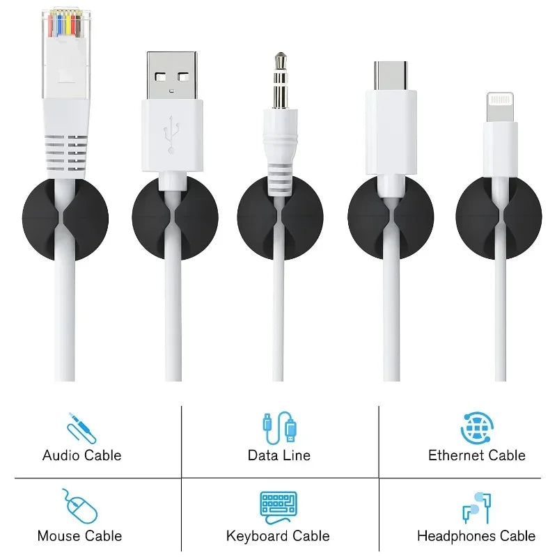 5/50Pcs Mini Cable Winder Organizer USB Charging Cable Clips Desk Tidy Organiser Wire Cord Holder Protectors In Home Office Car Viralgem Store