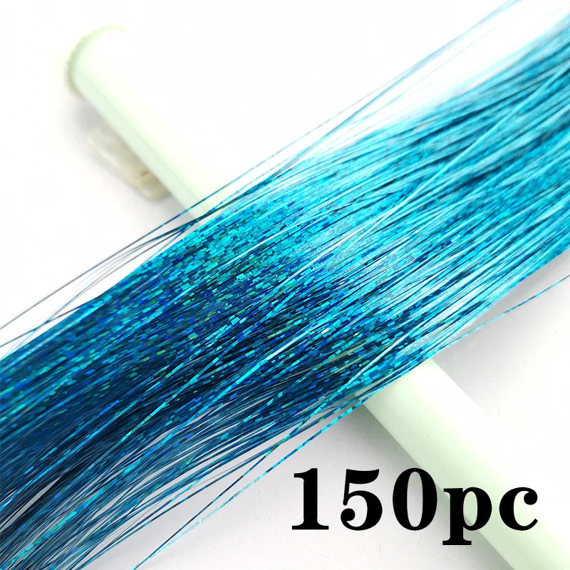 Synthetic Extensions Hair Dazzling Female Hippies With Tinsel Rainbow Silk For Braided Headwear Length 120 Cm 150 Strands/Pack Viralgem Store