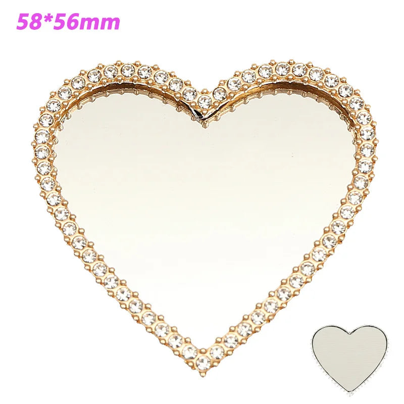 2pcs Round Mini Cute Love Heart Make Up Mirror For Mobile Phone Accessories Self-Adhesive Sticker DIY Phone Decoration Crafts Viralgem Store