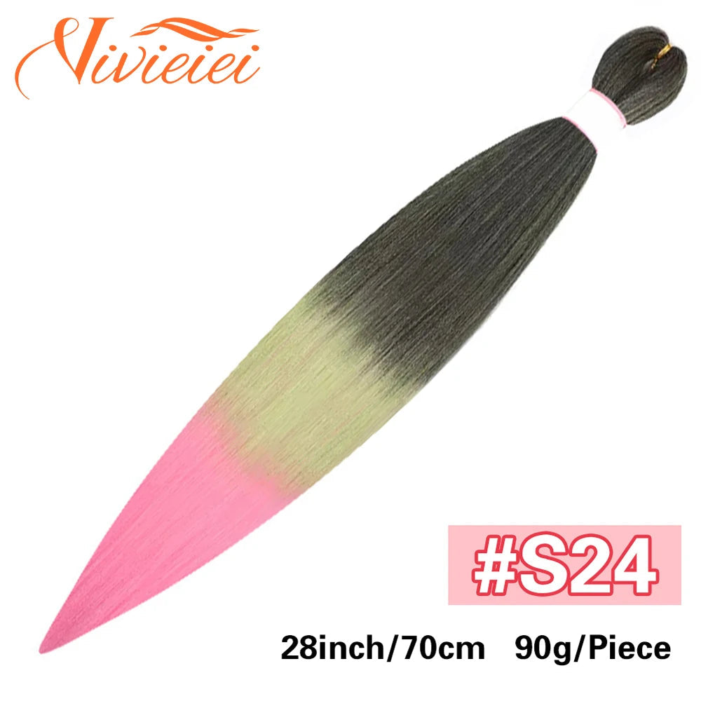 Synthetic Jumbo Braids Hair Extensions 28 Inch Braiding Hair Pre Stretched Orange Green White Blue Red Pink Purple Braids Viralgem Store