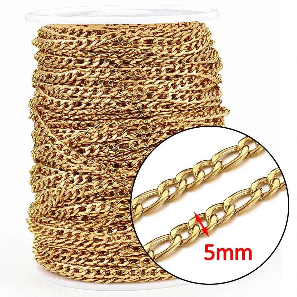 1M Stainless Steel Big Oval Cross Small Circle Link Chains Heavy Chunky Punk Chain DIY Jewelry Making Supplies Necklace Bracelet Viralgem Store
