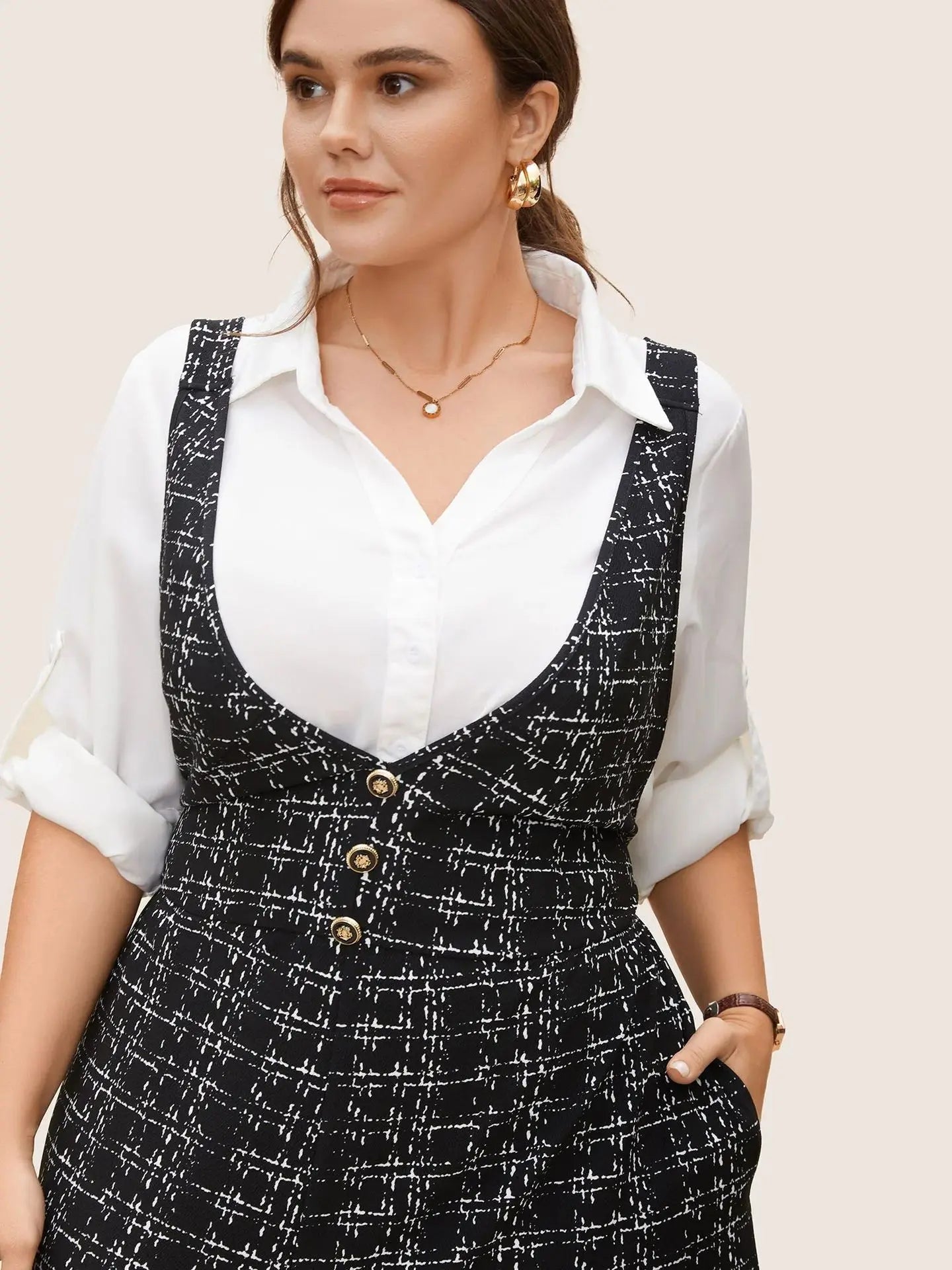 2025 Women's Sleeveless Oversized Jumpsuit Overalls Ladies Sexy Plaid Deep V Neck Wide Leg Pants Jumpsuits with Buttons Pockets Viralgem Store