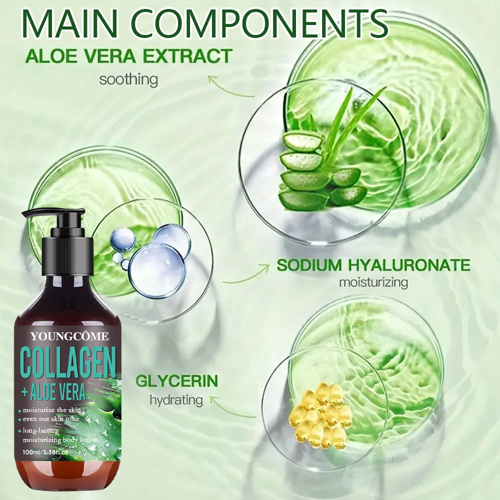 Aloe Vera Collagen Hydrating Body Lotion Improve Tighten Deeply Moisturize Fade Fine Lines Keep Lifting Body Brightening Lotion Viralgem Store