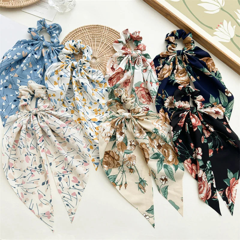2024 New Trendy Flower Hair Ribbon For Women Korea Elastic Girls Scrunchies Hair Ties Hair Accessories Viralgem Store