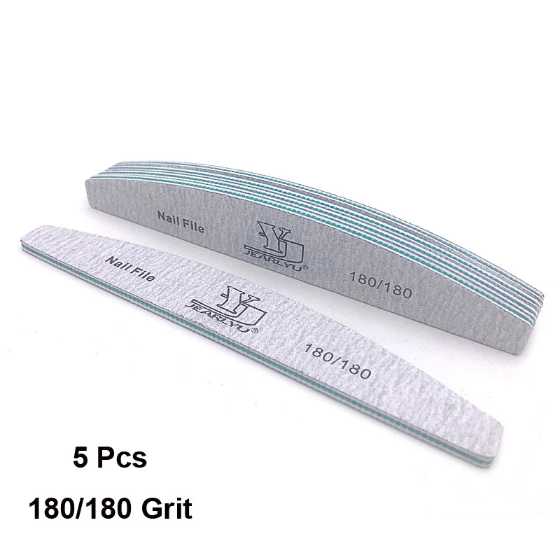 5Pcs/Lot Nail File Mix Color Limas 80/100/150/180/240 Grit Professional Sandpaper Cuticle Remover Buffer Files Manicure Tool Set Viralgem Store