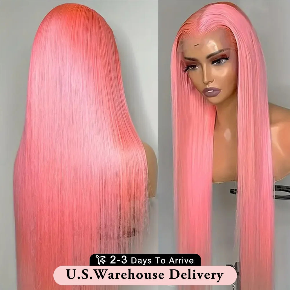 13x6 Pink Straight Human Hair Wigs 30 Inch HD Transparent Lace Frontal Human Hair Wig 13x4 Colored Lace Front Remy Wig For Wome Viralgem Store