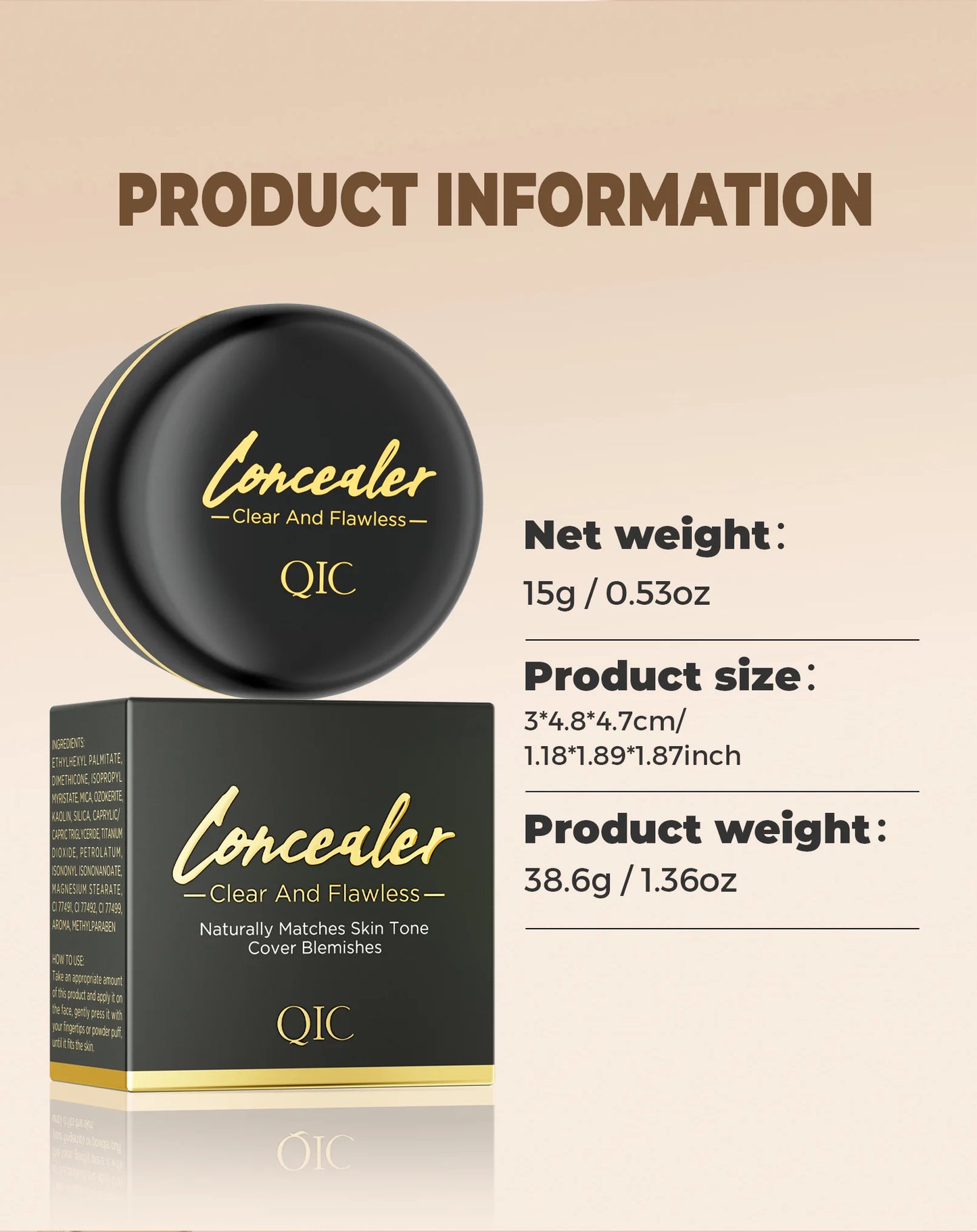 Waterproof Full Coverage Concealer for Tattoos, Scars - Natural Finish Foundation for All Skin Tones & Types