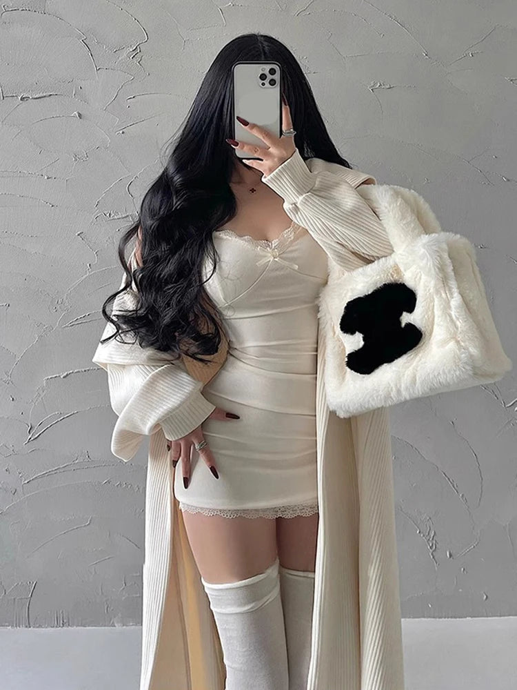 Y2K Retro Lace Patchwork Spaghetti Strap Black Bodycon Dress Mini Fashion Aesthetic Bow Club Party Sexy Dresses for Women Viralgem Store