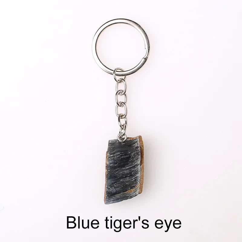 20pcs Natural Rough Raw Stone Crystal Quartzs Keychain Women Men Handbag Hangle Car Key Holder Raw Mineral Stone KeyRing Jewelry Viralgem Store