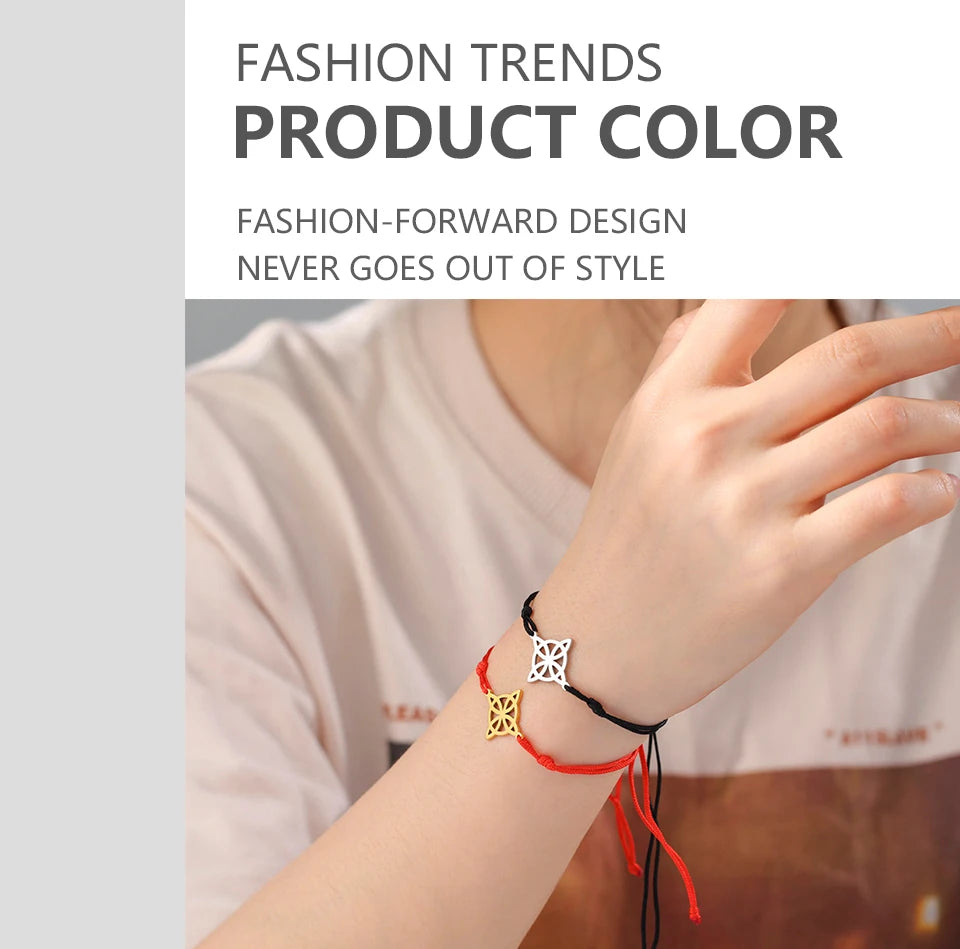 Witch Knot Pendant Stainless Steel Charm Bracelet Vintage Fashion Wax Rope Chain for Women men Good Luck Amulet Jewelry New in Viralgem Store