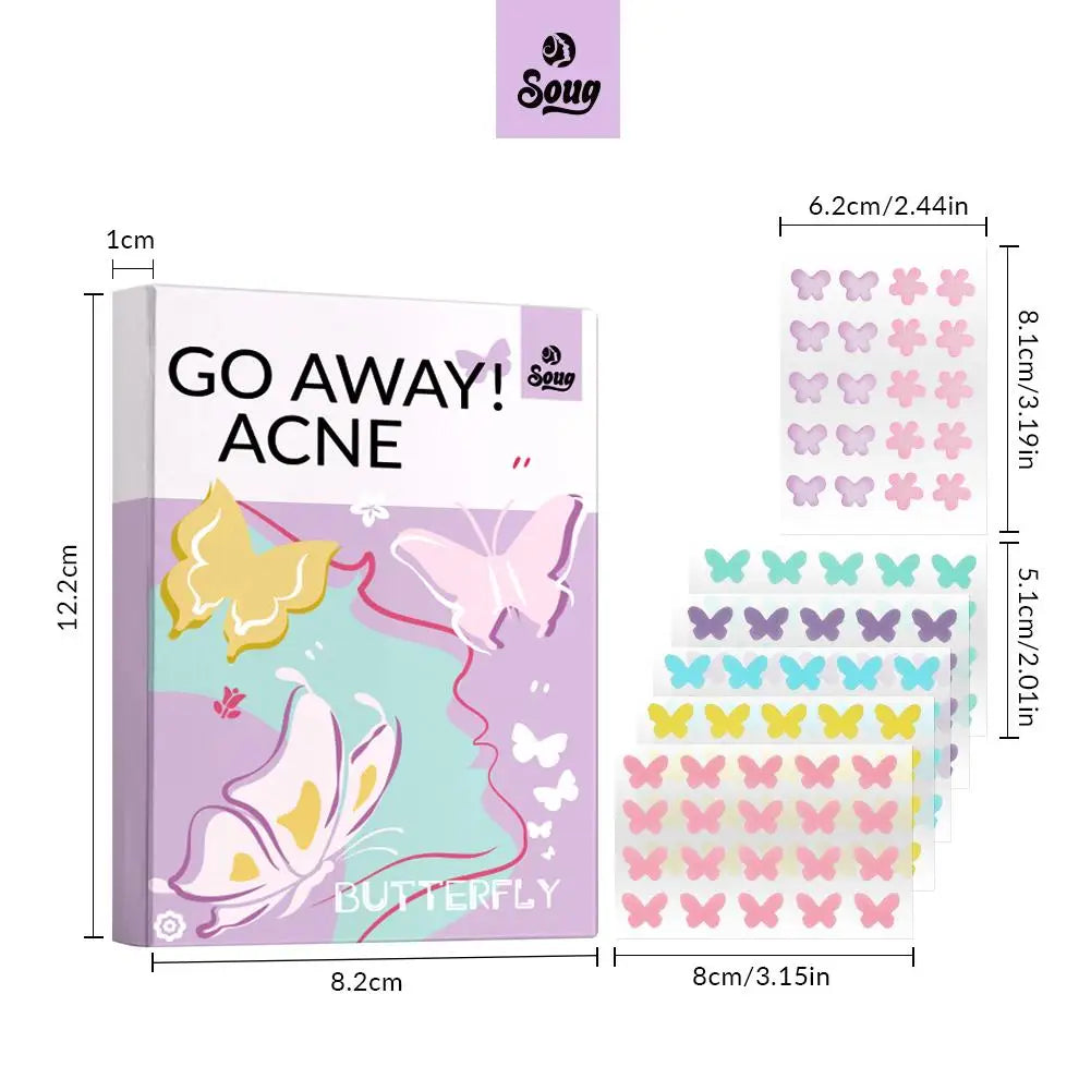 120Pcs Butterfly Shape Acne Pimple Patch Stickers Blemish Spot Concealer Cover 0.1mm Acne Treatment Pimple Remover Skin Care Viralgem Store
