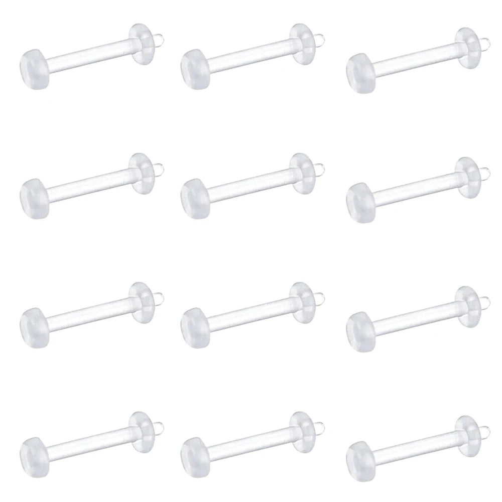 WKOUD 1PCS Clear Cartilage Earring 16G 14G Acrylic Bioflex Tragus Lip Rings Labret Monroe Ear Helix Earring Piercing Retainer