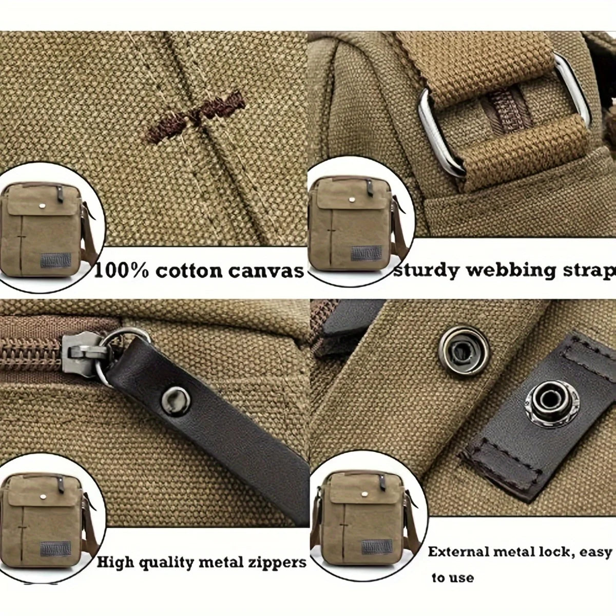 Unisex Canvas Crossbody Bag, Korean Style Outdoor Multi-Purpose Casual Shoulder Bag for Men, 1-Pack Viralgem Store