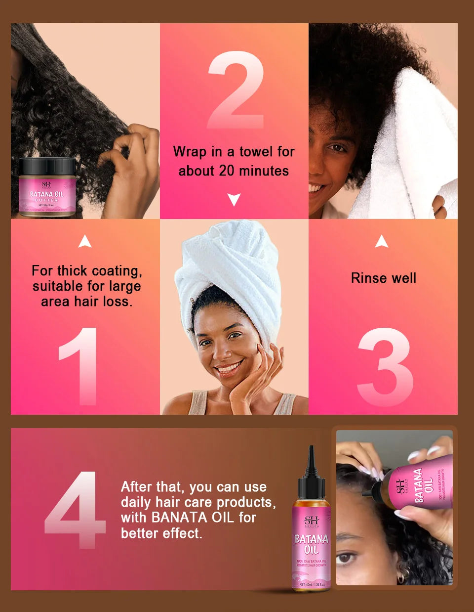 2023 Batana Hair Growth Oil For Black Women 100% Natural Batana Butter For Hair Loss Treatment For Black Men & Women Hair Care