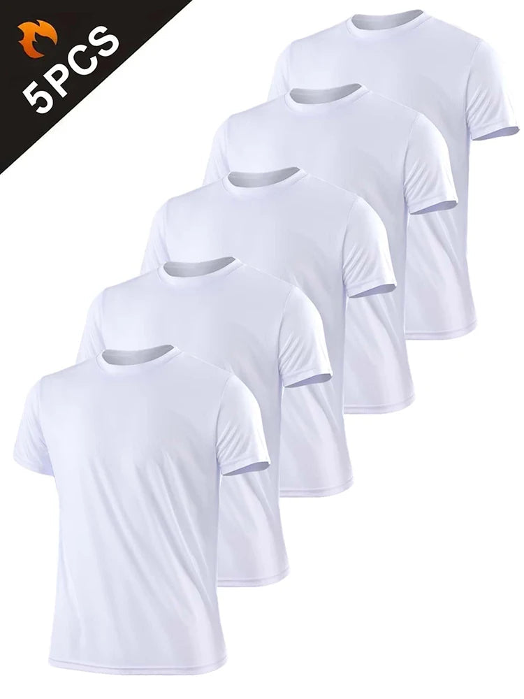 5PCS Men's Solid Color Ultralight Quick Dry Sport T-Shirt, Breathable Lightweight Top For Fitness Training Workout Running Gym Viralgem Store