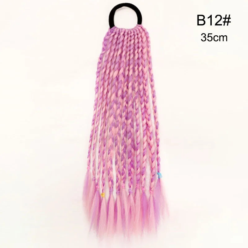 35cm Girl Thicker Wig Ponytail Hair Ropes Kids Twist Braid Rope Headdress Hair Braider Elastic Hair Band Rubber Hair Accessories Viralgem Store