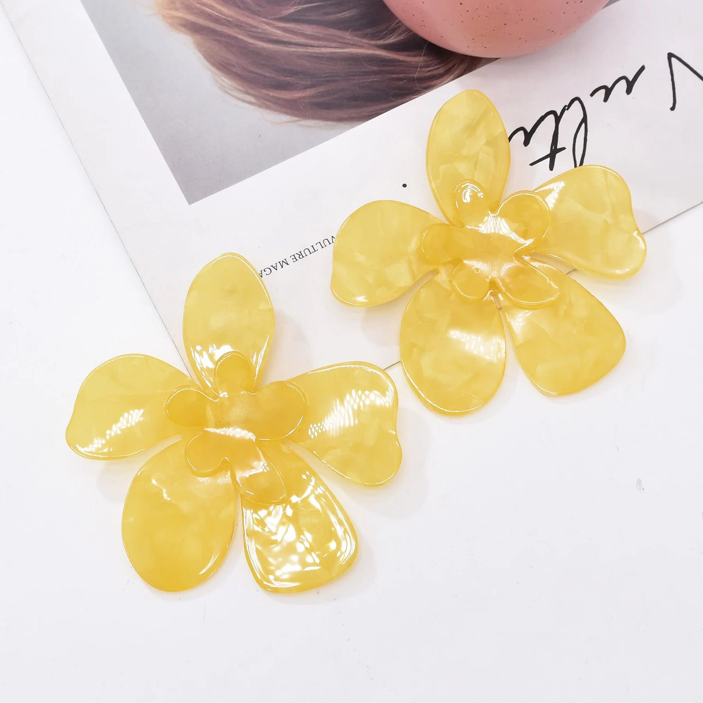 Acrylic Fashion Big Flower Pendant Earrings Double Layer Flowers Women's Earrings for Women 2023 New Party Jewelry Gifts