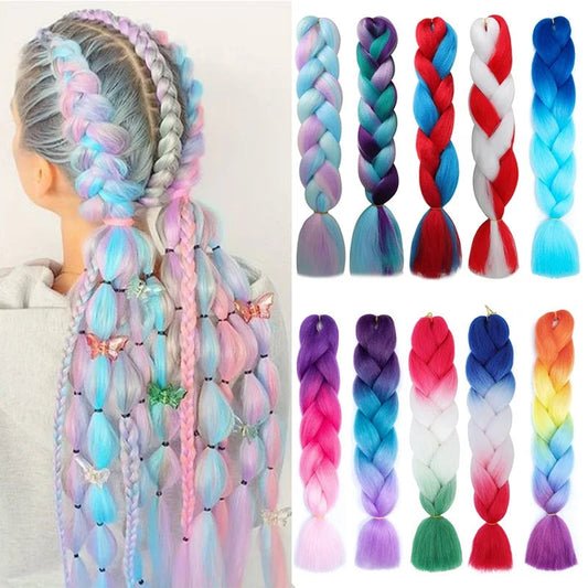 Synthetic 24Inch Jumbo Braids Hair Extension Afro Ombre Color Box Yaki Straight Crochet Braid DIY Hair for Women Viralgem Store