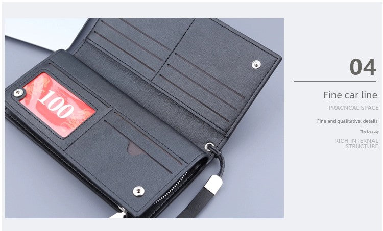 Trendy Long Business Men's Casual Zipper Handbag