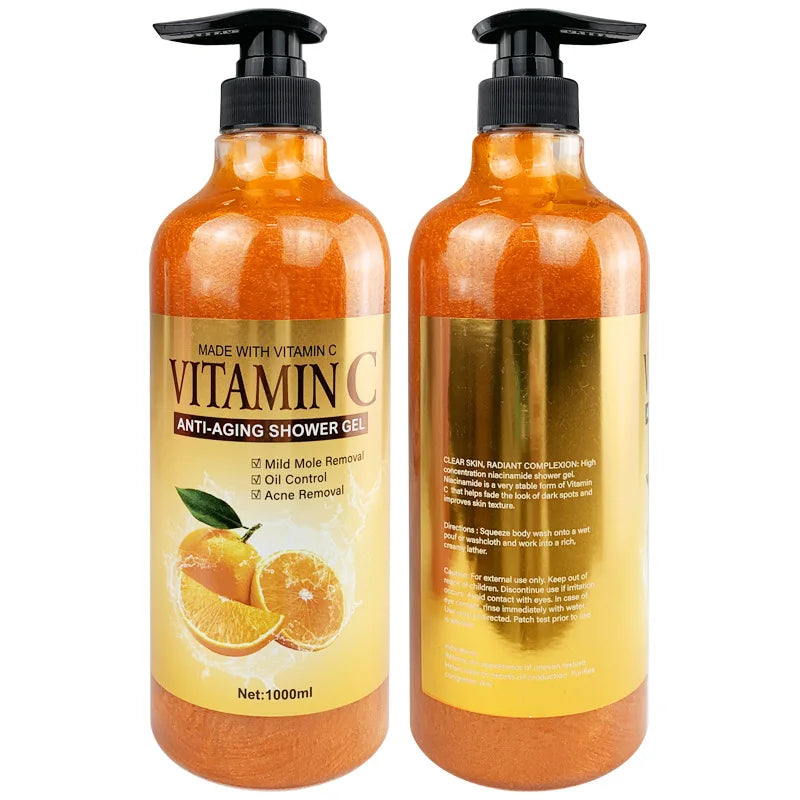 1000ml Vitamin C Body Lotion Anti-aging Shower Gel AHA and Arbutin Beauty Skin Body Wash for Dropshipping Viralgem Store