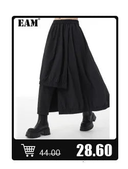 [EAM] Loose Fit Black Denim Big Size Sweatshirt New High Collar Long Sleeve Women Big Size Fashion Spring Autumn 2024 1K166