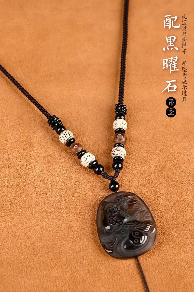 Xingyue Bodhi Seed Necklace for Men and Women Handmade Woven Braided Rope Pendant Lanyard Jade Pei Gold Pendant Matching Rope