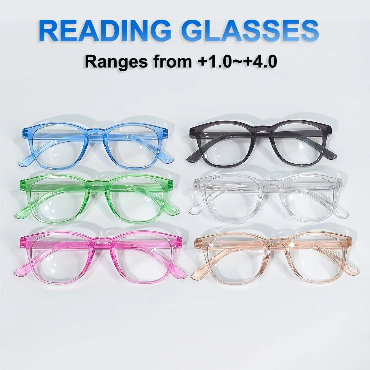 6pcs Fashion Oval Reading Glasses Colorful Chic Presbyopic Glasses For Women Men 1.0 To +4.0 Viralgem Store