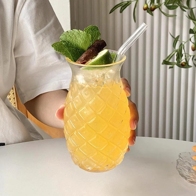 250ml-865ml INS Glass Cup Pineapple Shape Coffee Mug Transparent Cocktail Bar Beverages Soda Water Juice Mugs Cup Drinkware Viralgem Store