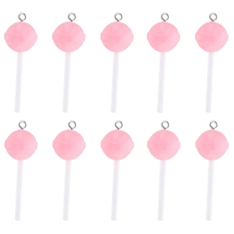 10Pcs Sugar Candy lollipop Resin Charms Diy Findings Kawaii 3D Keychain Earring Pendant Charms For Jewelry Making Suppplies