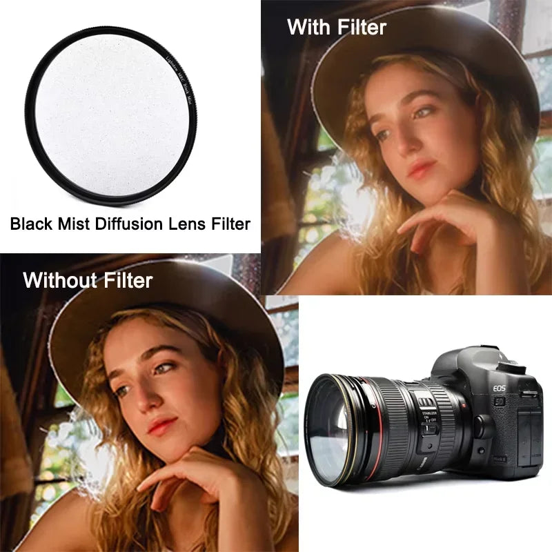 1/4 Black Soft Camera Lens Filters Shoot Beautiful Portrait Filters Filters for 49mm-82mm Canon Nikon Sony Camera Lenses