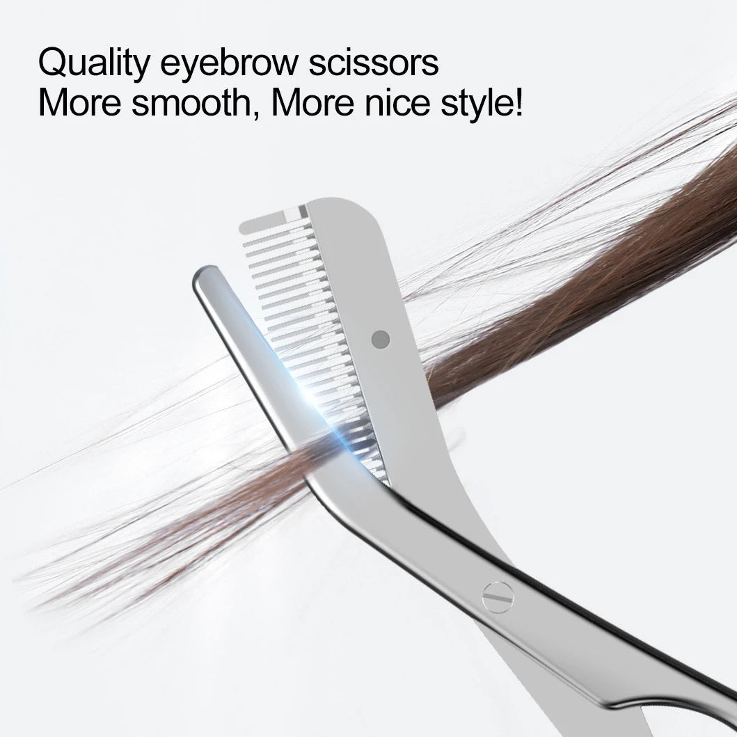 Stainless Steel Eyebrow Scissors With Eyebrow Comb High Quality Makeup Scissors Eyebrow Trimming Knife Hair Remover Shaver Tool Viralgem Store