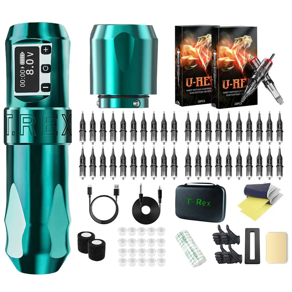 T-Rex Wireless Tattoo Machine Rotaty Battery Pen With Portable Power Pack 2400mAh LCD Digital Display For Body Art Makeup