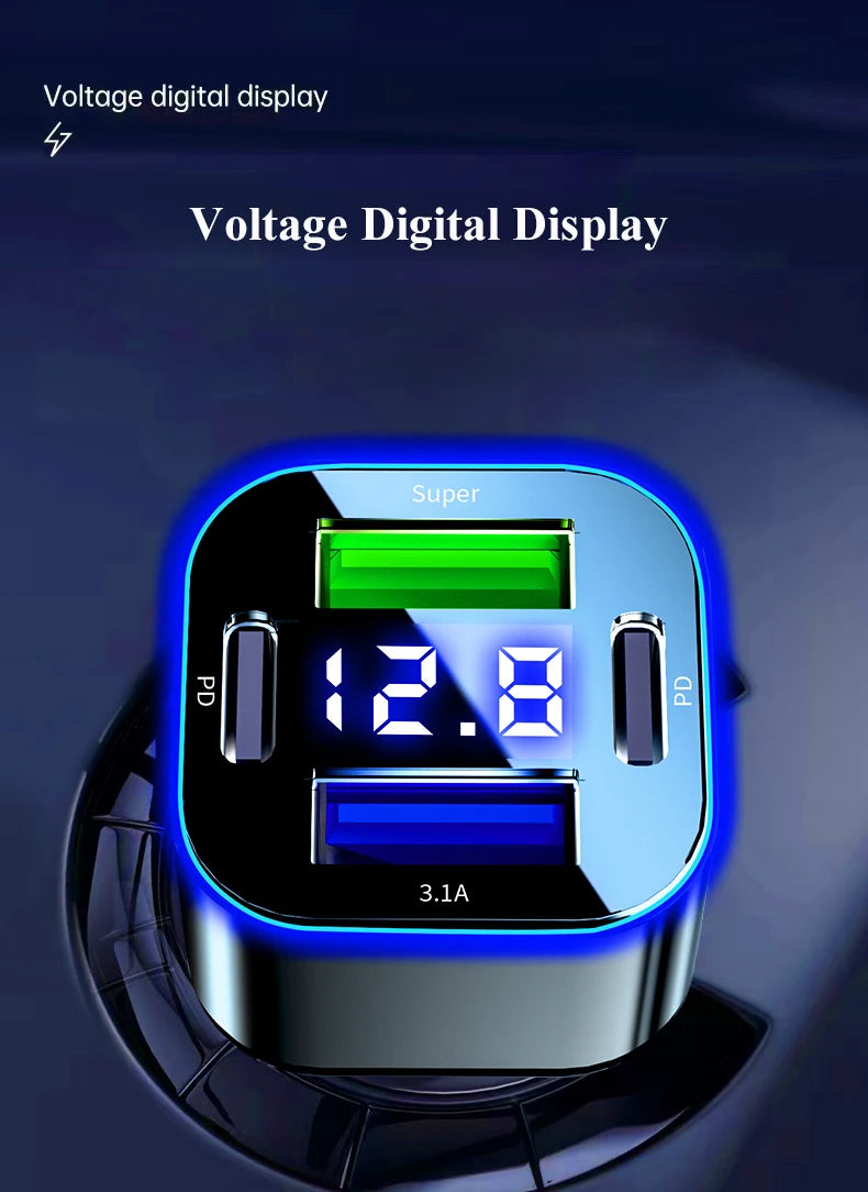 4 in 1 USB C Car Charger Dual PD  Super Fast Charging Adapter for iPhone 15 Pro Max 14 Plus Huawei Oneplus Samsung OPPO Vivo