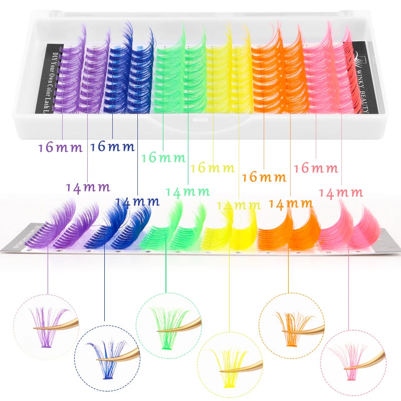 winky beauty Colorful 120pcs Cluster Lashes 40D Segmented Beam Natural D Curl Individual Mink Eyelashes Makeup Supplies at home