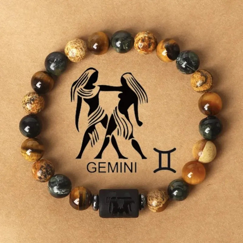 12 Zodiac Signs Constellation Bracelet Men Women Natural Stone Beaded Bracelet For Couples Friends Gifts Viralgem Store