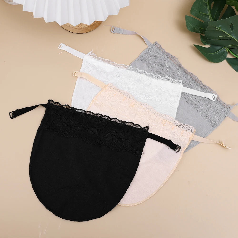 Women's Anti-slip Buckle Underwear Thin Style Traceless One-piece Lace Wipe Invisible Bras Cover Chest V-neck Inside Chest Piece