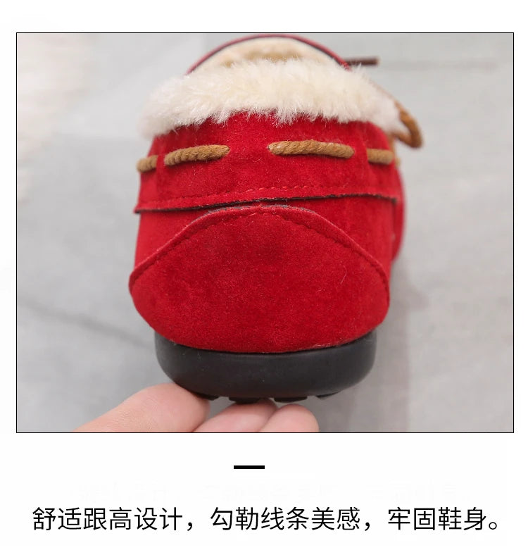 2023 autumn and winter new Doudou shoes women plus cashmere warm bow Korean version of casual shallow mouth flat lazy cotton sho