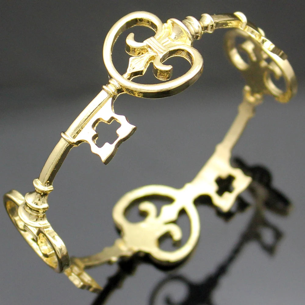 Vintage Victorian Skeleton Key Cross Bridal Bracelet Fashion Unisex Bangle Cuff Valentine Anime Halloween Jewelry Party Wedding Viralgem Store