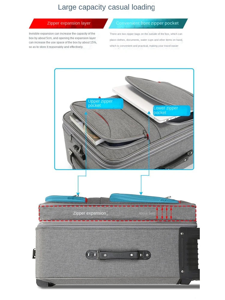 20-28 inch Large Capacity Suitcase Waterproof Oxford Cloth Password Box Removable Universal Wheel Expansion Travel Suitcaes Viralgem Store