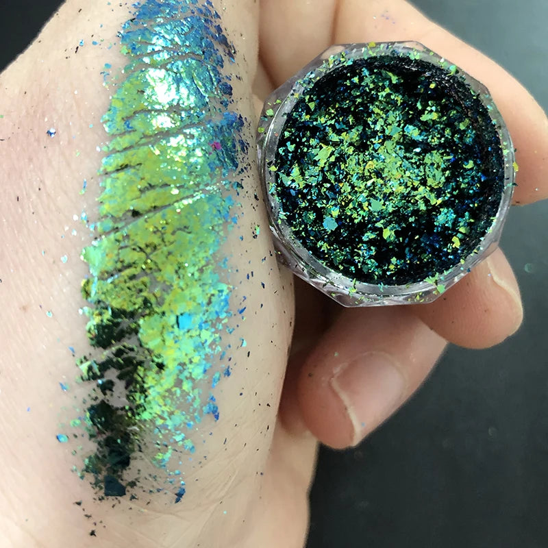 1jar Chrome Chameleon Aurora Nail Powder Metallic Effect Nail Glitter Pigment Mirror Nail Rubbing Dust Gel Nail Polish Supplies