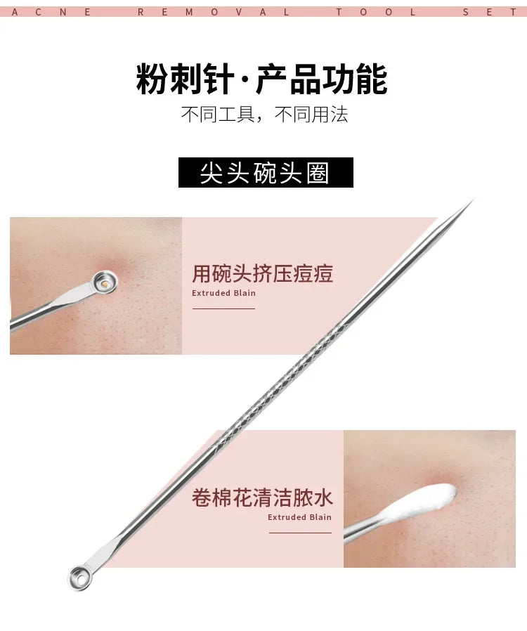 4PCS Acne Blackhead Comedone Black Spot Pimple Blemish Remover Skin Care Women Beauty Acne Treatment Pore Cleanser Needle Hook