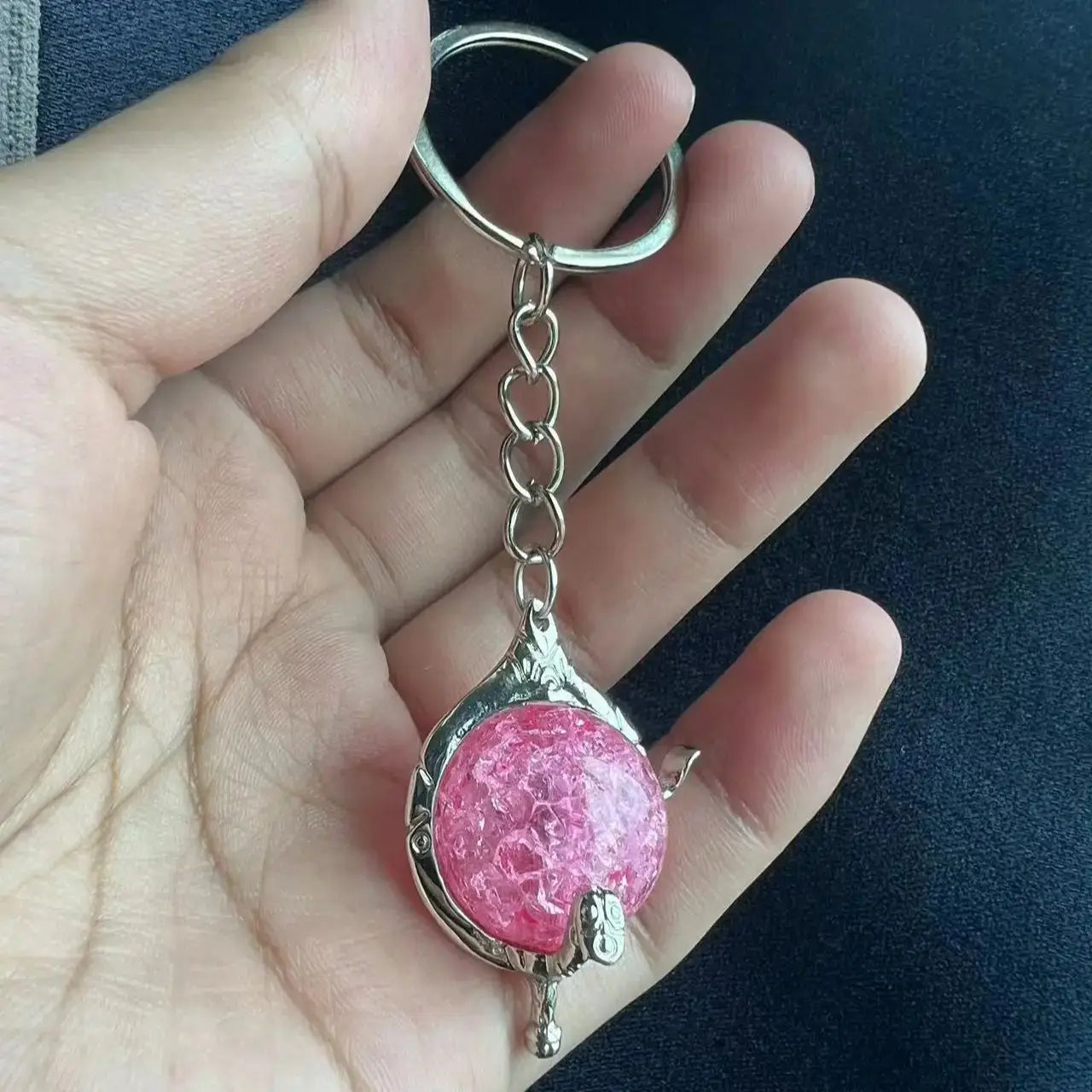 W.I.T.C.H. Color Crystal Heart of Kandrakar Keychain Exquisite Pattern Carved Crystal Ball Pendant Chain Magic Elf Same Jewelry