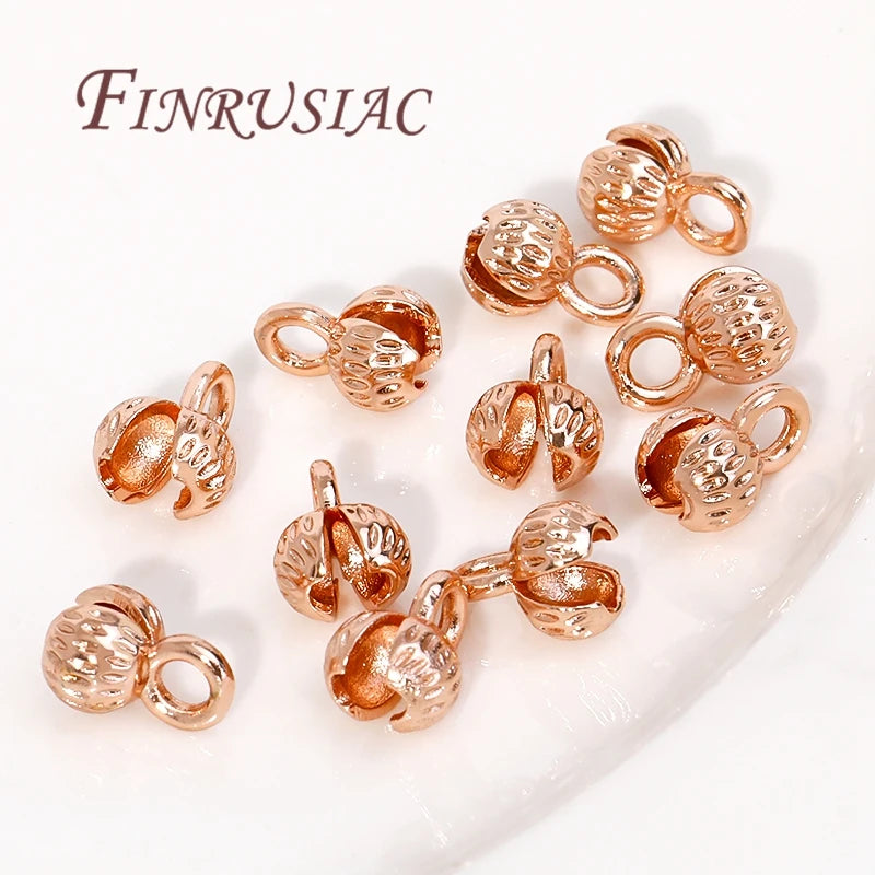 4/5.5MM Brass Cord Ends 18K Gold Plated Clam Shell Bead Tip Ball Chain Crimp Findings For DIY Beading Jewellery Making Supplies