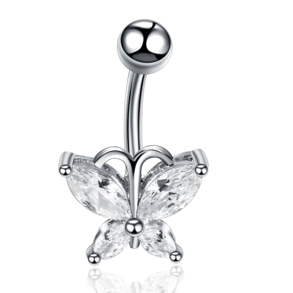 1PC Stainless Steel Belly Button Piercing Body Jewelry Women Cubic Zirconia Drop Dangle Earring Navel Piercing ombligo