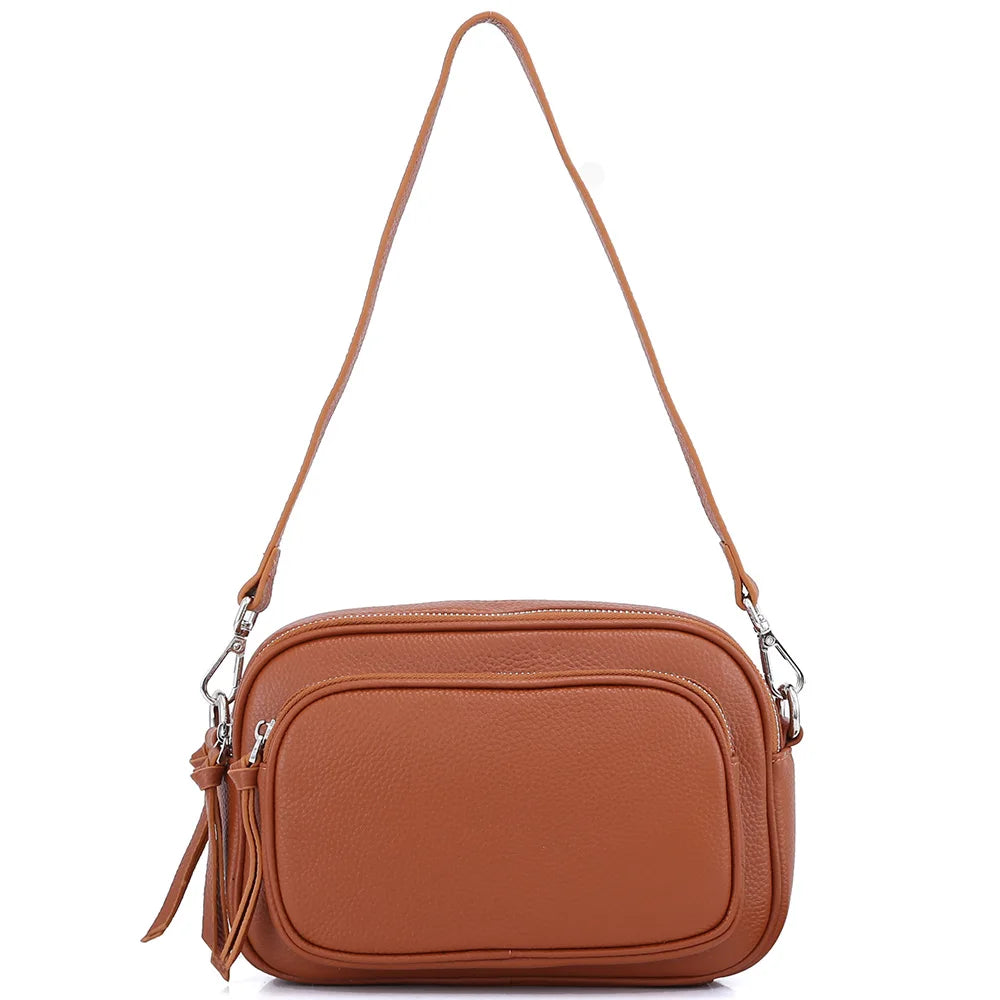 Zency Designer Women Shoulder Bag Genuine Cowhide Leather Handbag Zipper Pockets Large Capacity Female Crossbody Bag White Viralgem Store