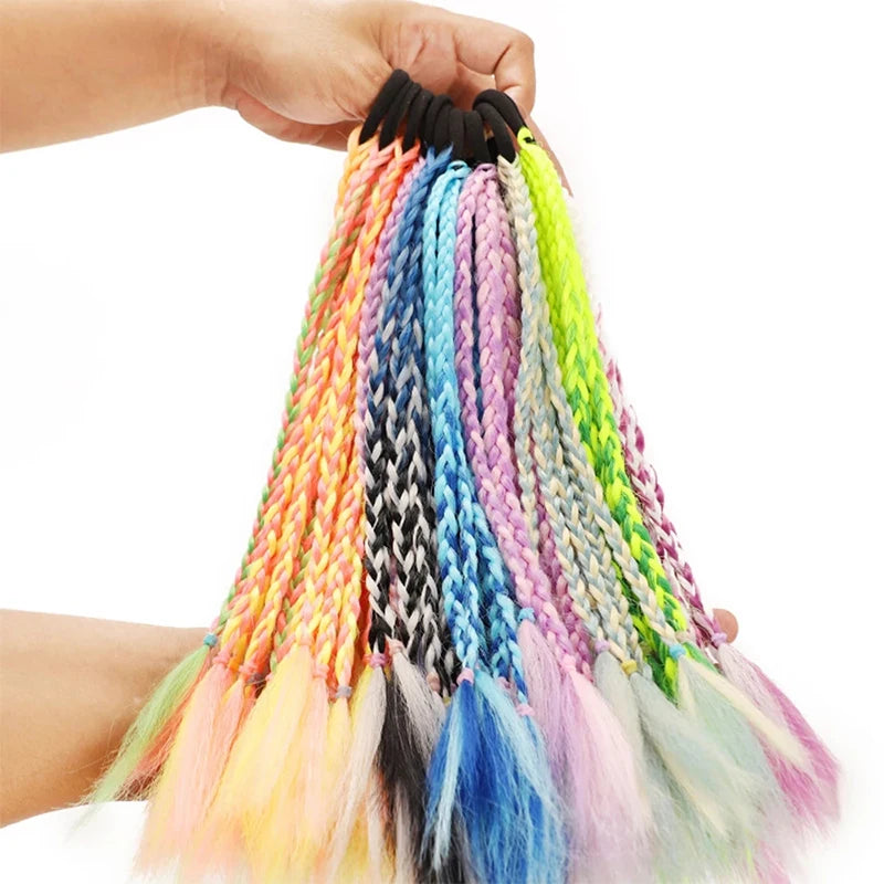 35cm Girl Thicker Wig Ponytail Hair Ropes Kids Twist Braid Rope Headdress Hair Braider Elastic Hair Band Rubber Hair Accessories Viralgem Store
