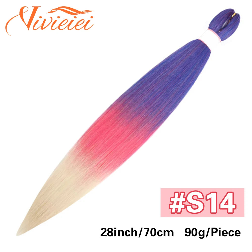 Synthetic Jumbo Braids Hair Extensions 28 Inch Braiding Hair Pre Stretched Orange Green White Blue Red Pink Purple Braids Viralgem Store